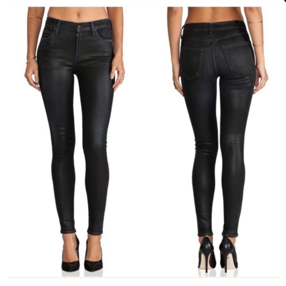 Citizens of Humanity Black Leatherette Rocket High Rise Skinny Jeans